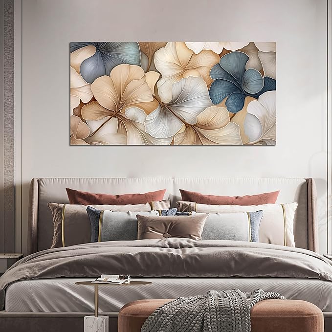 AOZEMI Botanical Wall Art Prints flowers Canvas Leaf Artwork Pictures for Living Room Bathroom Kitchen Decor 24x48 Decorative Wall Art Stylish