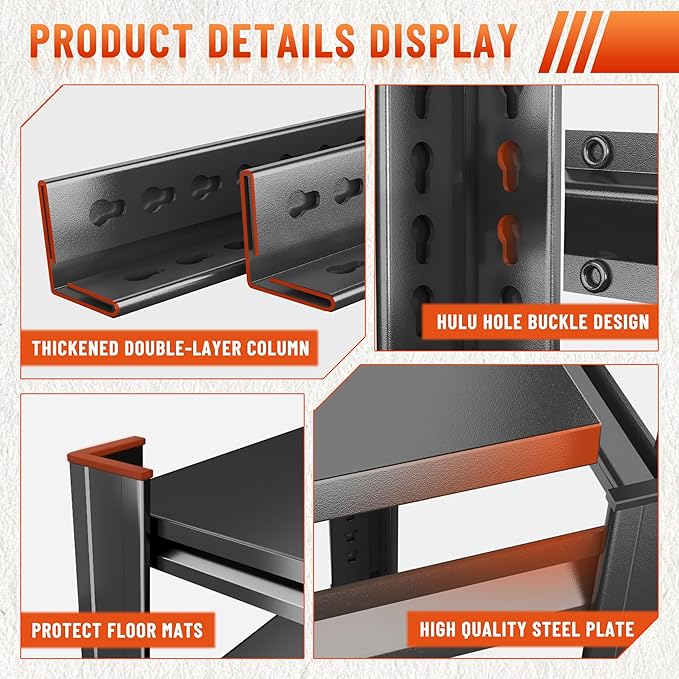 Heavy Duty Shelving 5-Tier Metal Shelves Unit 2500 lbs Capacity, Adjustable Garage Storage Racks for Warehouse Basement Garage, Easy Assembly, Size 45.3W x 19.7D x 63H