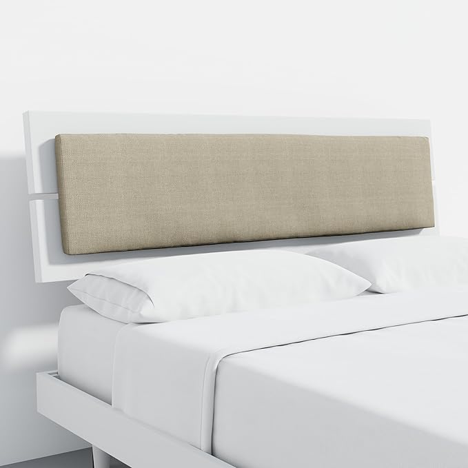 Modern Solid Wood Platform Bed with Adjustable Headboard with Cushion – No Box Spring Needed,Fast Assembly – Queen Size in White