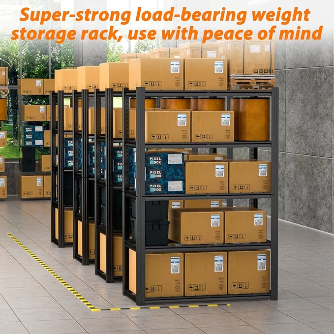 Garage Shelving, Storage Shelves Heavy Duty 2800 LBS Capacity, 5 Tier Adjustable Metal Organizer Wire Rack, 48" L x 24" W x 72" H Utility Shelf Unit for Kitchen Pantry