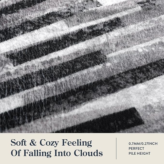 Lahome Mordern Black Rug for Living Room - Washable Area Rugs 5x7 Non-Slip Soft Rug for Bedroom, Abstract Print Ultra-Thin Stain Resistant Carpet for Dining Room Office Entryway