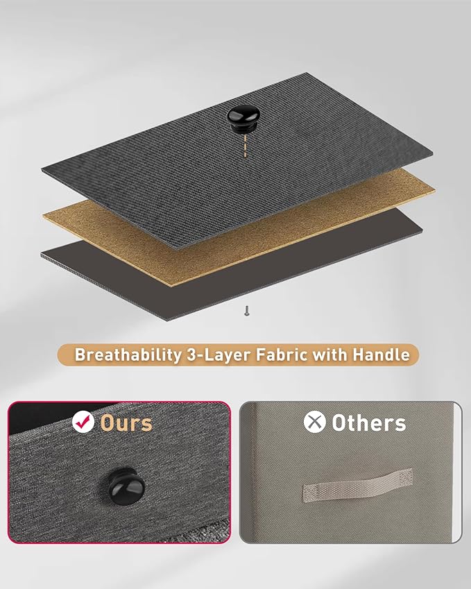 Tall Fabric Dresser for Bedroom, Wide Vertical Storage Organizer Tower with 6 Drawers, Chest of Drawers with Bins, Steel Frame, Wood Top for Bedroom, Closet, Entryway Black