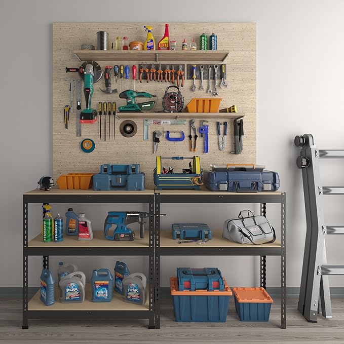 PrimeZone Heavy Duty Storage Shelves - 5 Tier 35.5" W x 15.75" D x 71" H Adjustable Garage Storage Shelving, Metal Storage Utility Rack Shelf Unit for Warehouse Pantry Closet Kitchen, Black