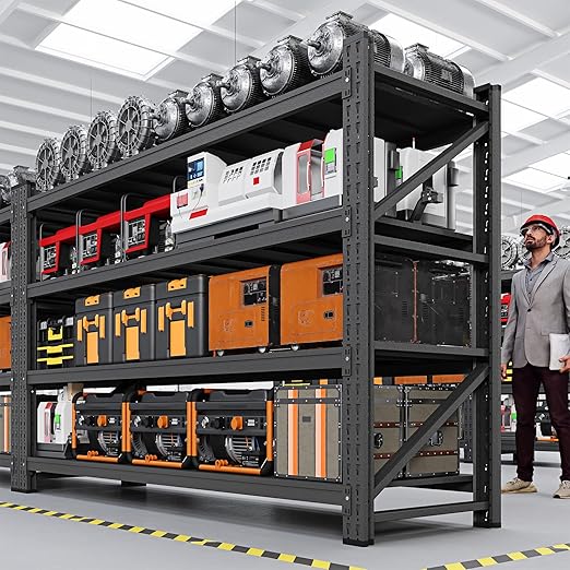 9000LBS Storage Shelves, 75" W Garage Shelving Heavy Duty Metal Adjustable Garage Shelves, Shelving Units Industrial Shelving for Warehouse, 75" W x 24" D x 70" H, Black