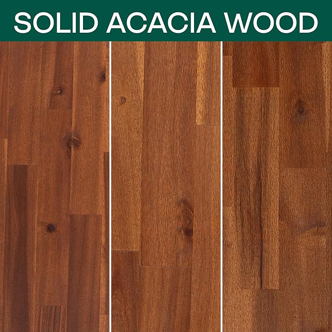 Acacia 2-Pcs King Bedroom Set Callisto – Solid Wood Platform Bed Frame with Headboard & Matching Nightstand, Mid-Century Modern, Walnut Finish, No Box Spring Needed, Sturdy, Easy Assembly