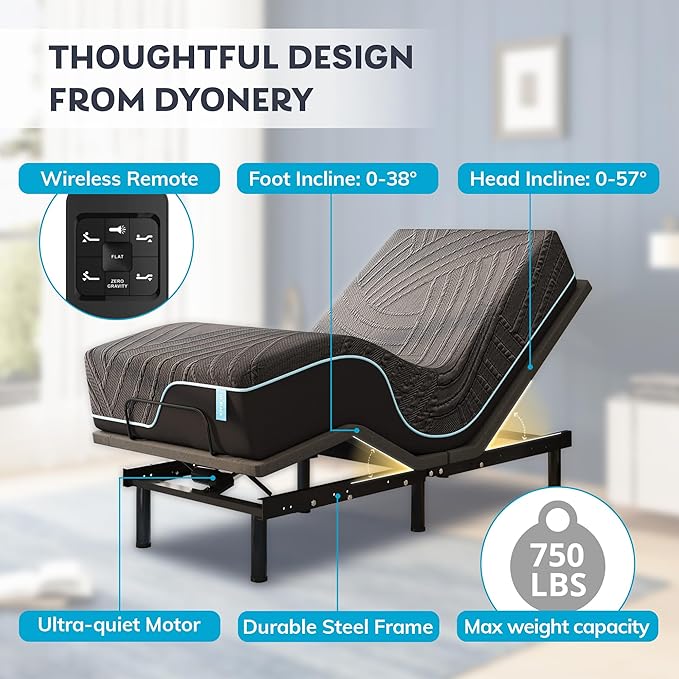 Split King Adjustable Bed Frame with 14 inch Cooling Copper Memory Foam Mattress, Wireless Remote & Head and Foot Incline, CertiPUR-US Certified & Fiberglass Free, Zero Gravity, 80" × 76"