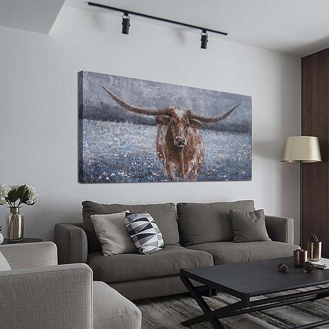 Canvas Wall Art Decor Large Canvas Wall Art For Living Room Highland Cow Wall Art Decor Artwork Oversized Wall Art Prints Wall Decorations for Bedroom Office Kitchen Home Wall Decor 30" x 60"