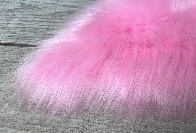 Free Shape Luxury Soft Fluffy Shag Area Rug Triple Side by Side 3'x6', 90x180cm - Vegan Fur Ultra Soft Indoor Carpet Nursery Rugs for Bedroom Home Decor, Pink