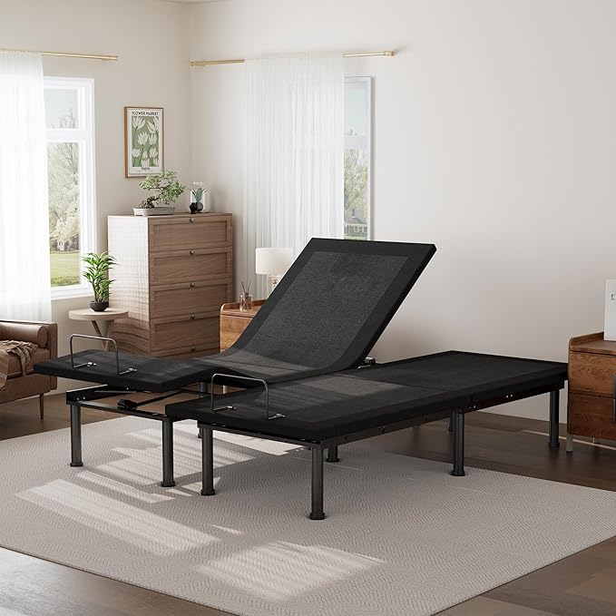 Split King Adjustable Bed Base Frame, Electric Bed Base with Wireless Remote, Zero Gravity Bed, Head and Foot Incline, Anti-Snore,Easy Assembly