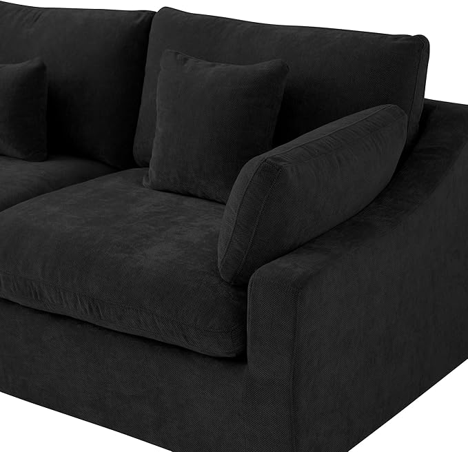 Modular Sectional Sofa Couch, 119.29" V Shaped Modular Couch with Storage Ottoman, Down Filled Convertible Sofa for Living Room, 6 Seat Wide Couches,Cushion Covers Removable,Black