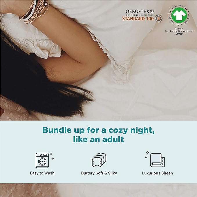 Fabdreams 100% Organic Cotton King Size Sheet Set | 400 Thread Count Sheet Set | GOTS Certified | Long Staple Cotton | Upto 17" Elasticised Deep Pockets | Soft Silky Shiny | Ivory