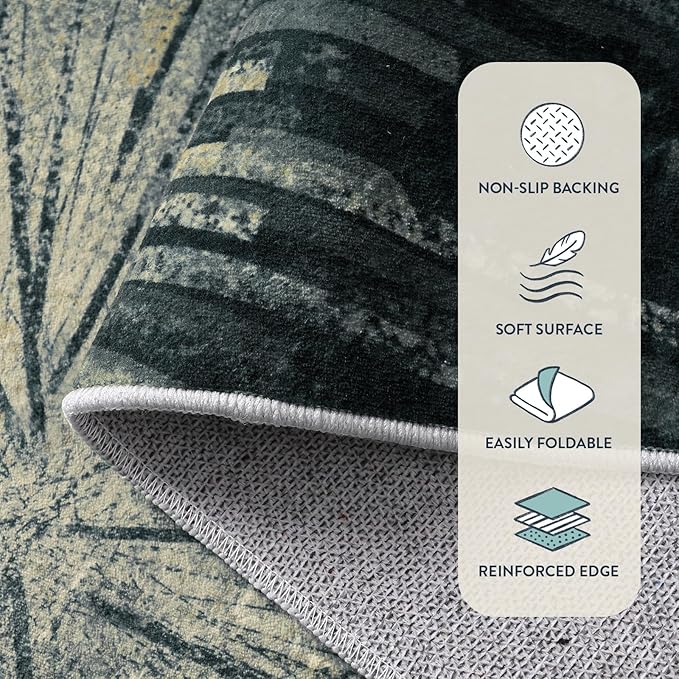 Lahome Washable 6 x 9 Area Rug, Non-Slip Stain Resistant Living Room Rugs Non-Slip Ultra-Thin Soft Bedroom Carpet, Modern Abstract Print Low-Profile Indoor Carpet for Dining Room Office