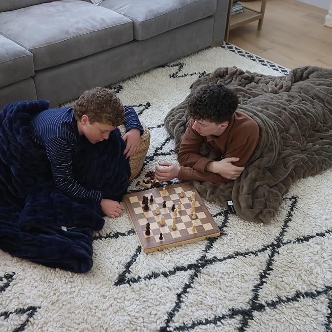 Minky Designs Driftwood Minky Blanket – Ultra Soft Faux Fur Throw Blanket for Couch, Bed & Home – Fluffy, Warm & Luxurious – Chic Collection (Small, 30x36)