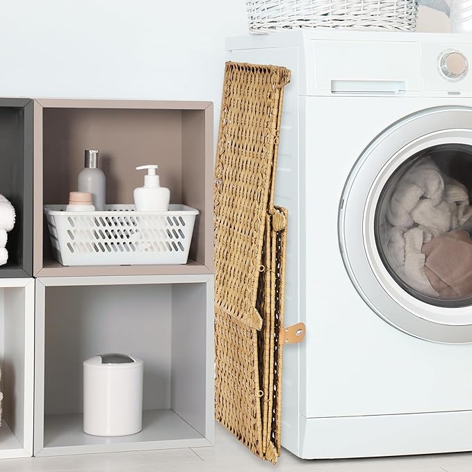 Wicker Storage Basket with Lid,Rattan Shelf Basket with Removable Liner Bag,160L Storage Bin,Storage Trunk with Heightened Feet,Storage Container for Wardrobe,Home Organizer