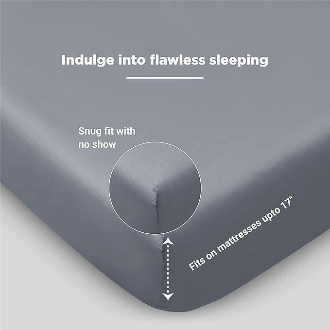 FABDREAMS 100% Organic Cotton King Sheet Set | 400 Thread Count| Luxury Hotel Collection|GOTS Certified Premium Long Staple Cotton|Elasticised 17" Deep Pockets|Smoother than Egyptian Cotton|Light Gray