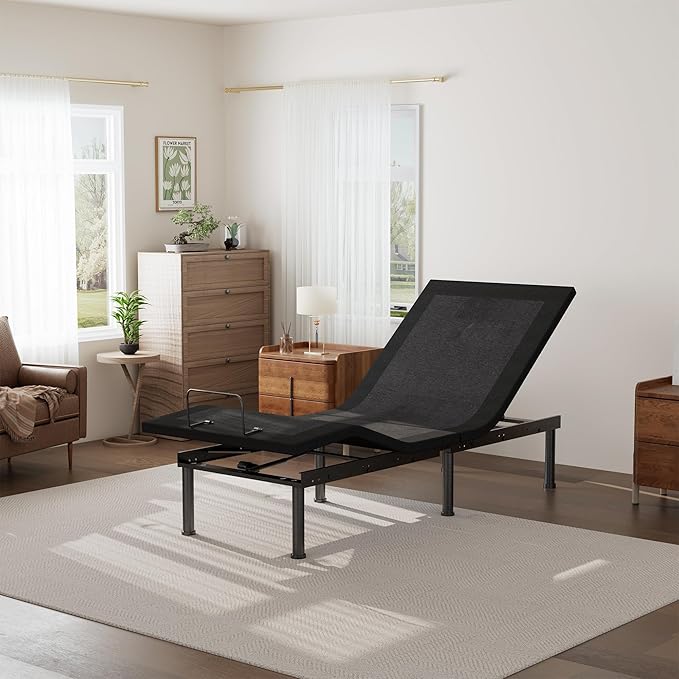 Twin XL Adjustable Bed Base Frame, Electric Bed Base with Wireless Remote, Zero Gravity Bed, Head and Foot Incline, Anti-Snore,Easy Assembly