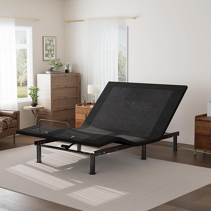 Queen Size Adjustable Bed Base Frame, Electric Bed Base with Wireless Remote, Zero Gravity Bed, Head and Foot Incline, Anti-Snore,Easy Assembly