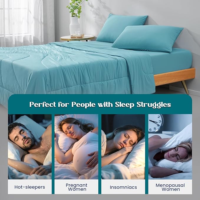 Dream Valley Outlast® Twin Cooling Comforter, NASA-Grade Instant Cooling Blanket for Hot Sleepers, Luxurious Comforter for All Season, Dream Blue, 60"x80"