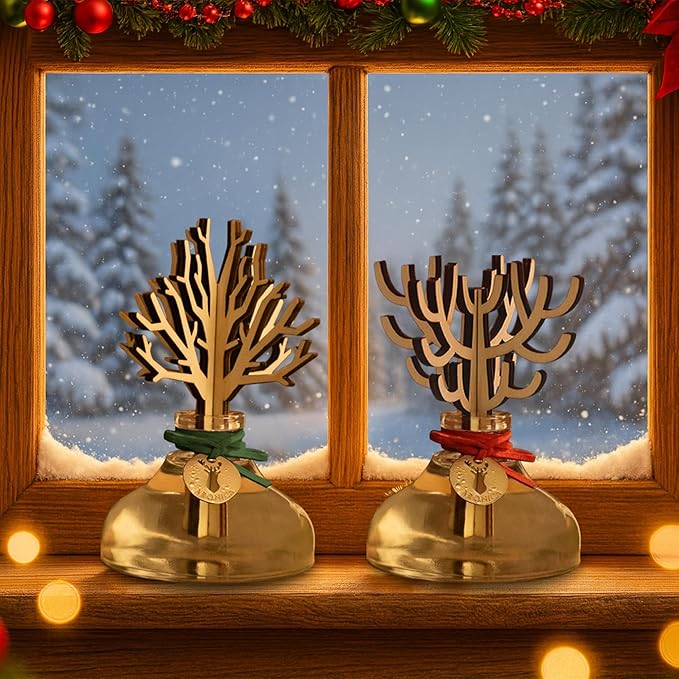 Aronica Christmas Tree Diffuser - Hollyberry Scent, Christmas Decorations Red Reed Diffuser, Cinnamon Smell Holiday Apartment Essentials, Navidad Winter Scented Aromas Home