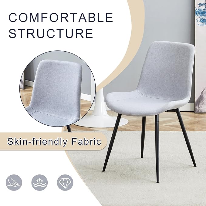 7 Piece Dining Table Set for 6, 55" Wood Kitchen Table with Upholstered Chairs, Modern 6 Chair Dinner Set for Dining Room, Kitchen