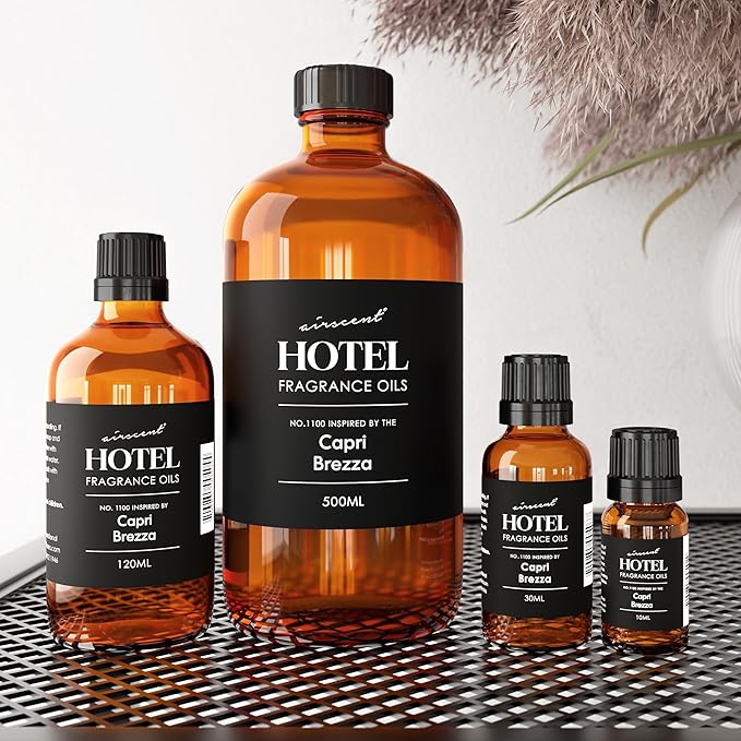 AirScent Capri Brezza Diffuser Oil No. 1100 - Volcano-Inspired Premium Fragrance Oil for Ultrasonic and Waterless Diffusers and Crafting - 500 ml, 16.9 fl oz Glass Bottle