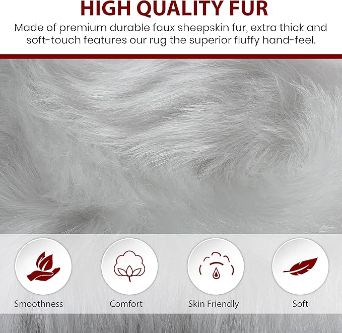 Free Shape Luxury Soft Fluffy Shag Area Rug Octo 8 Pelts 6'x8',180x240 cm - Vegan Fur Ultra Soft Indoor Carpet Nursery Rugs for Bedroom Home Decor, White