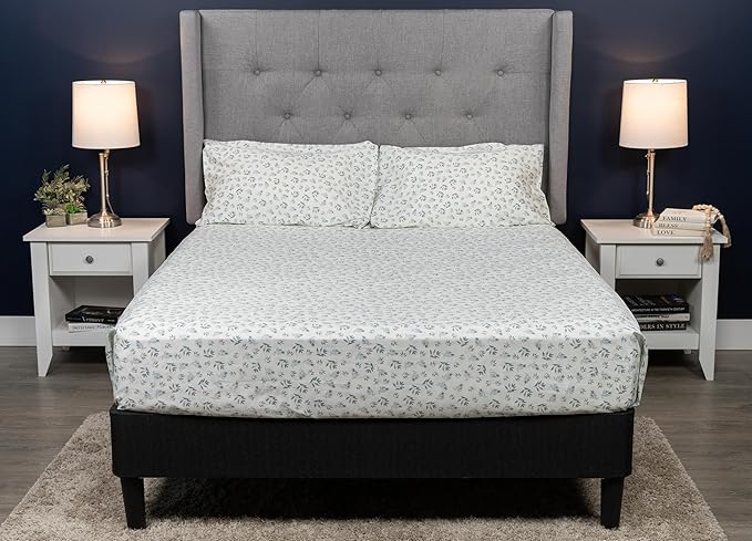 MyPillow Giza Dreams Bed Sheets, 100% Certified Giza Egyptian Cotton, Deep Pocket, Sateen Weave [Queen, Blue Green Floral]