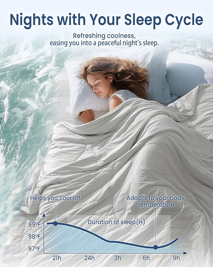Cooling Comforter Twin Size, Breathable Blanket for Hot Sleepers & Night Sweats, Q-Max>0.46 Tech, Summer Lightweight & Skin-Friendly Bedding,60"x90", Light Gray