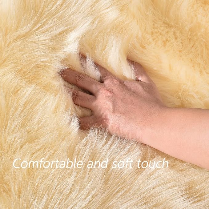 Latepis Yellow Runner 2x6 Fluffy Rug Faux Sheepskin Fur Rug for Bedroom Living Room Décor Cushion Fuzzy Boho Rugs, Runner