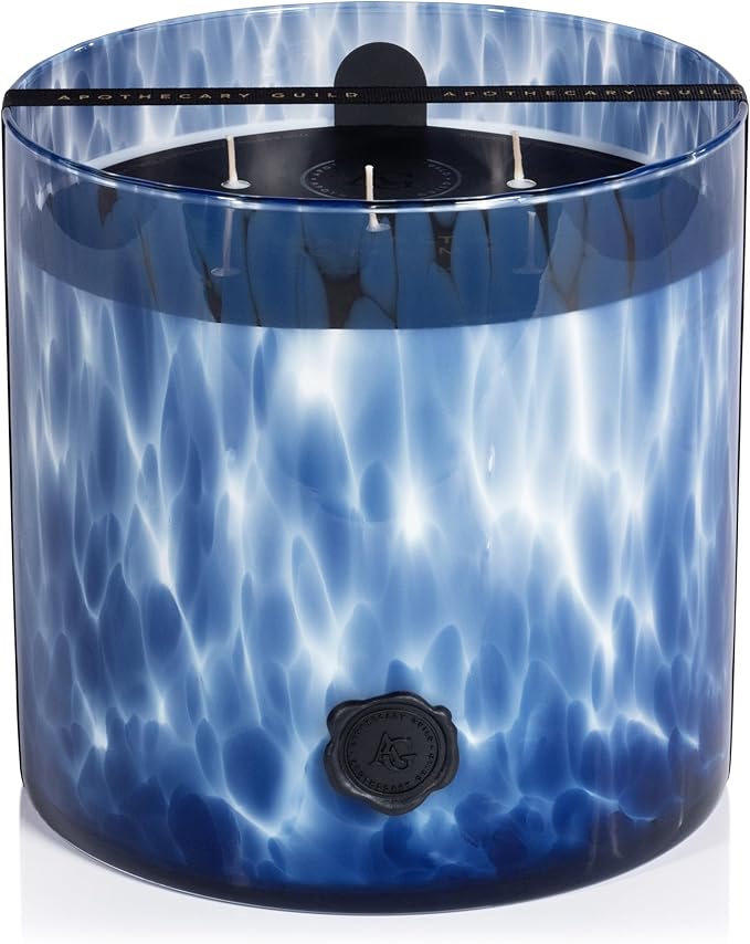 Zodax Apothecary Guild Scented Opal Glass Jar Candle - 128 oz/5-Wick - Sea Salt & Coastal Mist