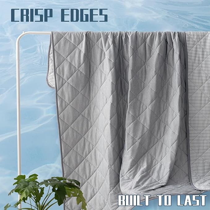 DOWNCOOL Cooling Blanket, Grey Reversible Blanket for Hot Sleeper,Breathable Summer Comforter, Lightweight Soft Q-Max>0.4 Arc-Chill Cool Comforter, 60"X70"