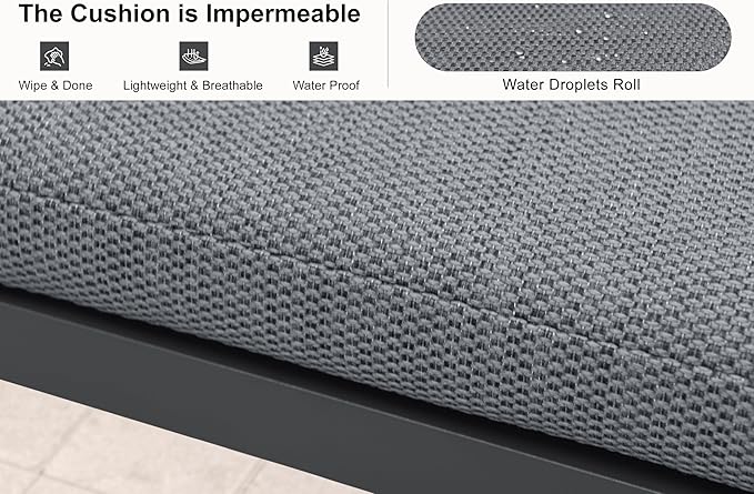 PURPLE LEAF 15 Pieces Outdoor Dining Table Set Modern Extra Large Weather-Resistant Conversation Set Pillows Included for Outdoor Garden Grey