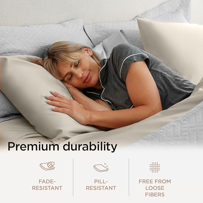 Threadmill California King Sheet Sets | 600 Thread Count Cal King Bed Sheets Set with 16” Deep Pocket | Sateen Weave 4-Piece Bedding Set with Cooling Effect | Taupe