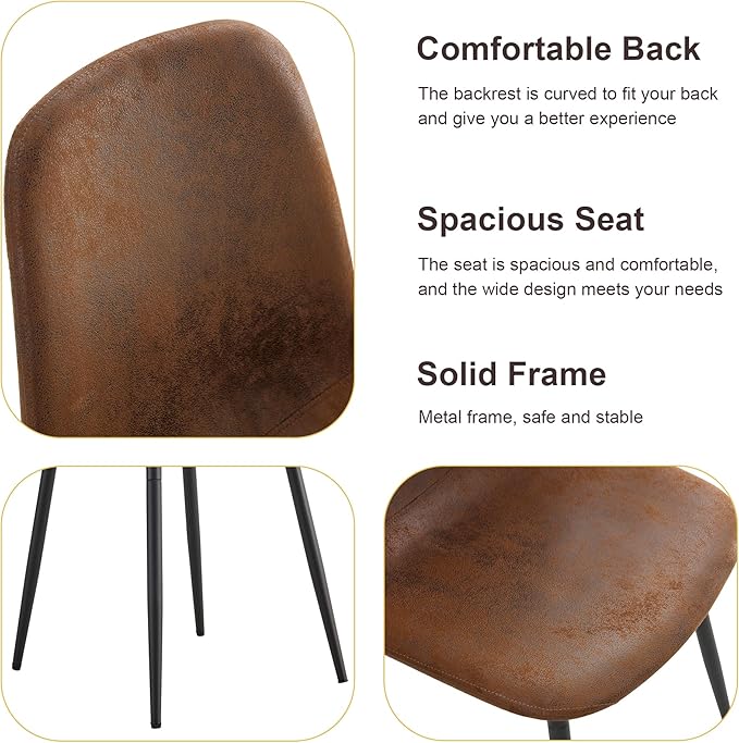 JUFU Dinner Table Set for 4, 67'' Wood Faux Marble Dining Table Set for 4 with PU Upholstered Chairs, Modern Rectangle Dining Set of 4 Chairs and Table, Ideal for Kitchen, Sturdy and Easy Assembly