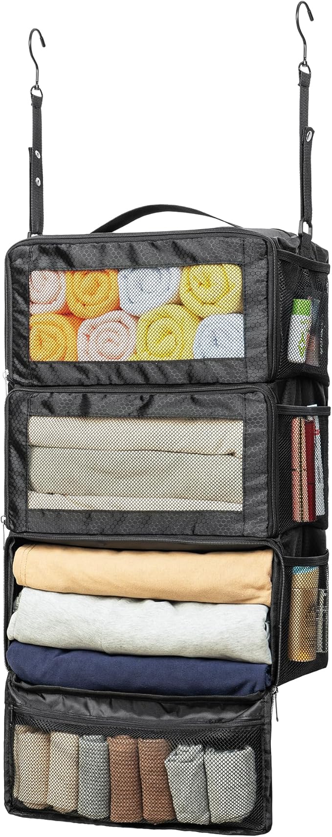 Suitcase Organizer, Travel Luggage Organizer Hanging Shelves Packing Cube Closet/Collapsible Portable Travel Organizer for Carry-on
