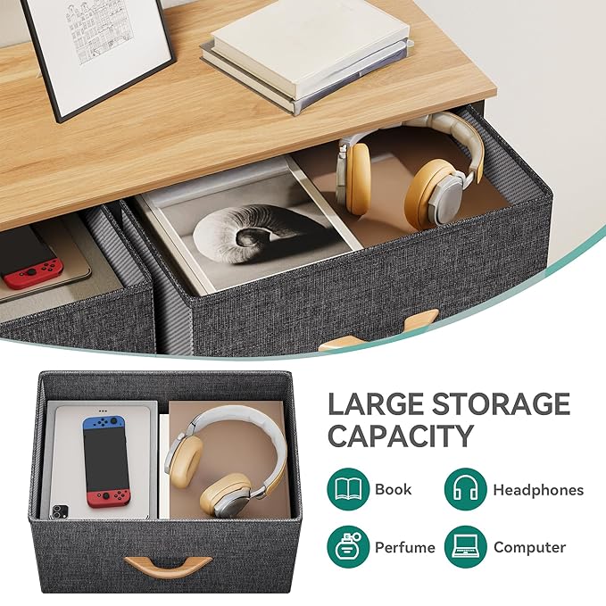 YITAHOME Fabric Dresser with 8 Drawers - Tall Storage Dresser, Chest of Drawers for Closet, Living Room, Hallway, Closets - Sturdy Steel Frame, Wooden Top & Easy Pull Fabric Bins