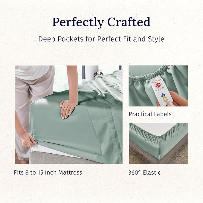 California Design Den Luxury Twin Sheet Set - 100% Cotton, 600 Thread Count Deep Pocket Twin Sheets, Soft Hotel-Quality Bedding with Sateen Weave (Sage Green - Cool Tone)