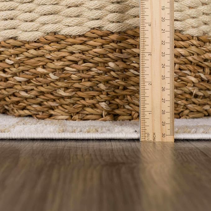 Hauteloom Pertek Modern Checkered Area Rug - Modern Geometric Carpet for Living Room, Kids Room, Nursery - Bohemian Boho Carpet - Cream, Gold - 2'7" x 7'3"