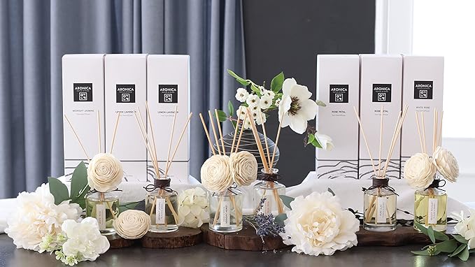 Aronica Twin Sola Diffuser - Pure Lilac Fragrance, 160ml / 5.41 Floz, Lilac Scented Products, Flower Reed Diffusers for Home Aesthetic Decor