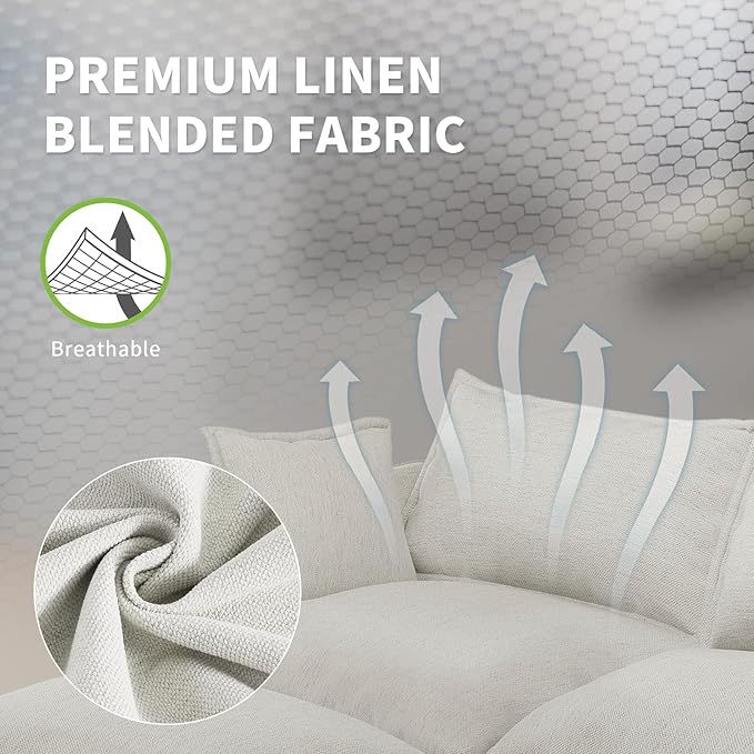 Cloud Sectional Sofa, V Shape Convertible Modular Couches, Down Fill Sectional Sofa,Detachable Couch Cushion Covers, 3 Seater Corner Sofa for Living Room,Grey