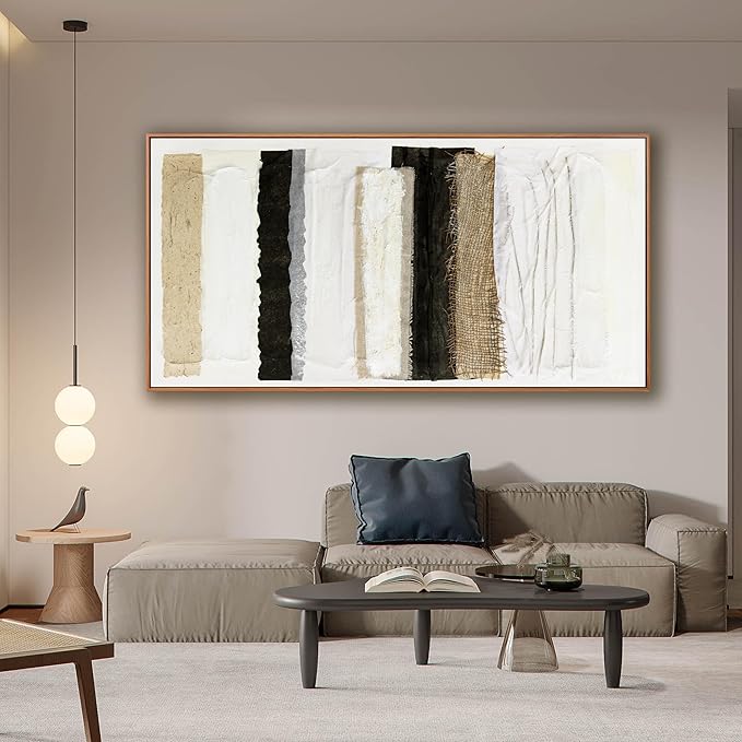 Framed Abstract Canvas Wall Art Decor Home Decor Large Wall Art Prints Wall Decorations Multicolor Overlapping Strips Framed Artwork Parting for Living Room Wall Bedroom Kitchen Office Decor 29"×58"