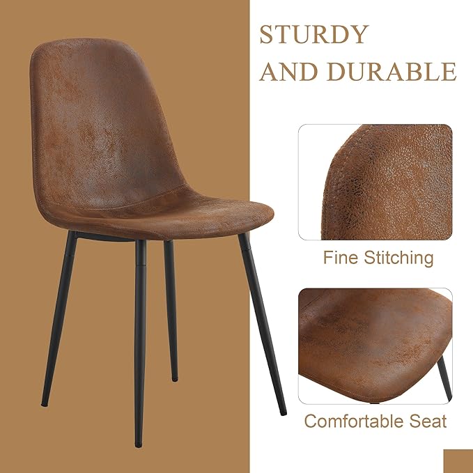 JUFU Dinner Table Set for 4, 67'' Wood Faux Marble Dining Table Set for 4 with PU Upholstered Chairs, Modern Rectangle Dining Set of 4 Chairs and Table, Ideal for Kitchen, Sturdy and Easy Assembly