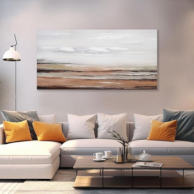 Framed Abstract Wall Art Wall Decor Modern Canvas Abstract Wall Art Brick-Red and Greyish White for Living Room Bedroom Dining Room Home Office Decor 20"x40"