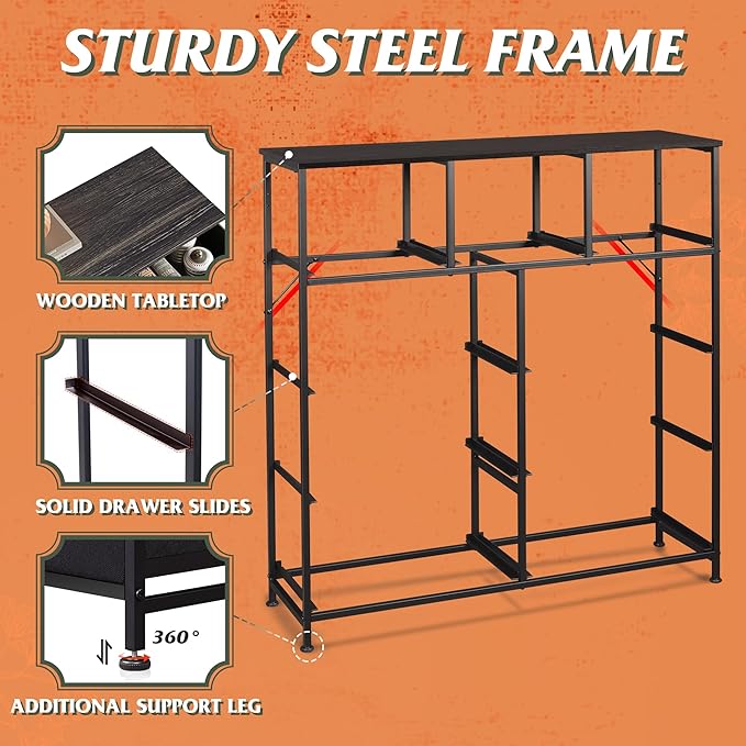 WLIVE 9-Drawer Dresser, Fabric Storage Tower for Bedroom, Hallway, Entryway, Closet, Tall Chest Organizer Unit with Fabric Bins, Steel Frame, Wood Top, Easy Pull Handle, Charcoal Black