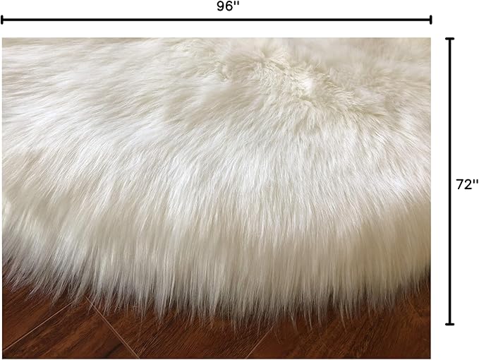 Free Shape Luxury Soft Fluffy Shag Area Rug Octo 8 Pelts 6'x8',180x240 cm - Vegan Fur Ultra Soft Indoor Carpet Nursery Rugs for Bedroom Home Decor, White