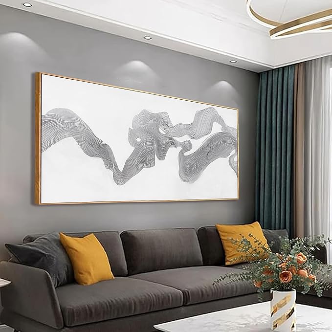 Abstract Wall Art Small Size Framed Home Artwork Decor Modern Minimalist Canvas Painting Abstract Mist Texture Art With White Background Living Room Decor For Bedroom Office Wall Decor 20"X40"