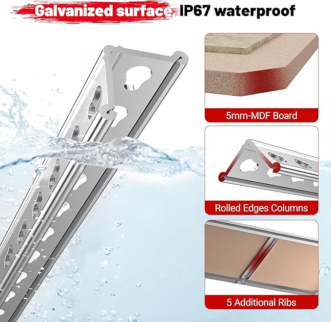 REIBII 2020LBS Garage Shelving Heavy Duty Metal Shelving 5 Tier Storage Shelves, Metal Shelves for Basement, Warehouse, Pantry, Closet, Kitchen, 72" H x 35.55" W x 16" D, Galvanized, 3 Pack