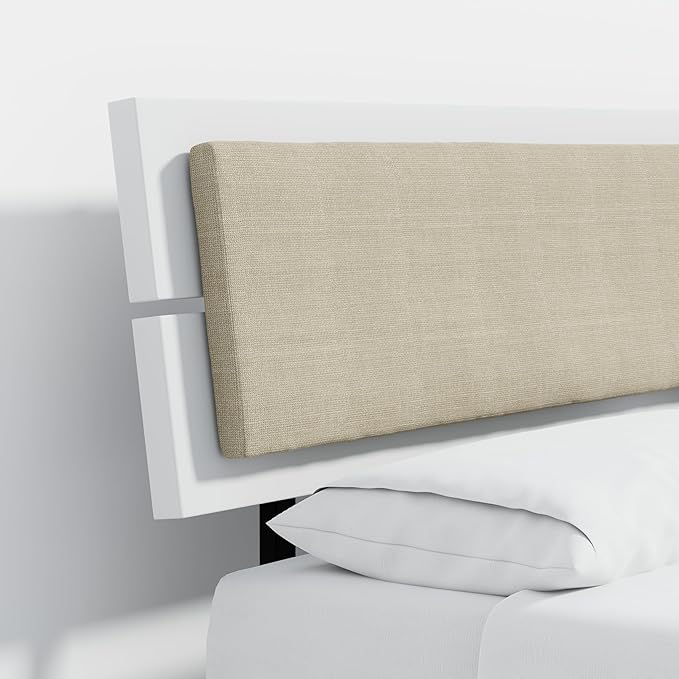 Modern Solid Wood Platform Bed with Adjustable Headboard with Cushion – No Box Spring Needed,Fast Assembly – Queen Size in White