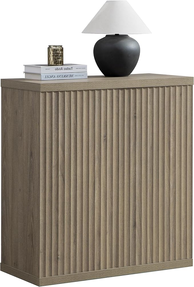 SICOTAS Buffet Cabinet with Storage Accent Sideboard Modern Credenza with Doors & Shelves Fluted Media Console Mid Century Coffee Bar Table for Living Room Kitchen Dining Room Hallway (1PCS)