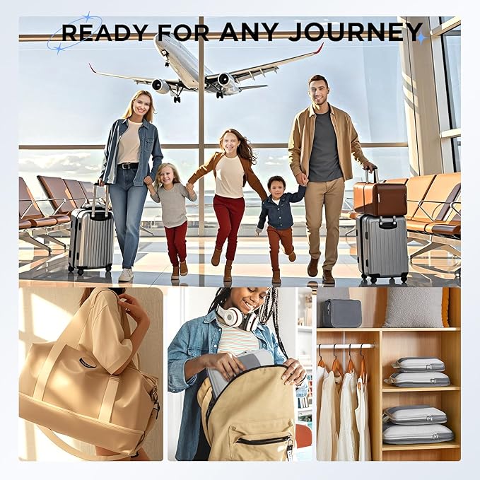 8 Set Compression Packing Cubes for Travel Essentials,Compressible Expandable Packing Cubes for Suitcase,OlarHike Luggage Organizer Bags for Travel,Handy Helper for Organizing Clothes(Gray)